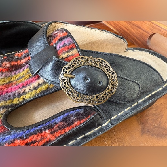 ALEGRIA Leather & Wool Slide Clogs - Picture 3 of 9